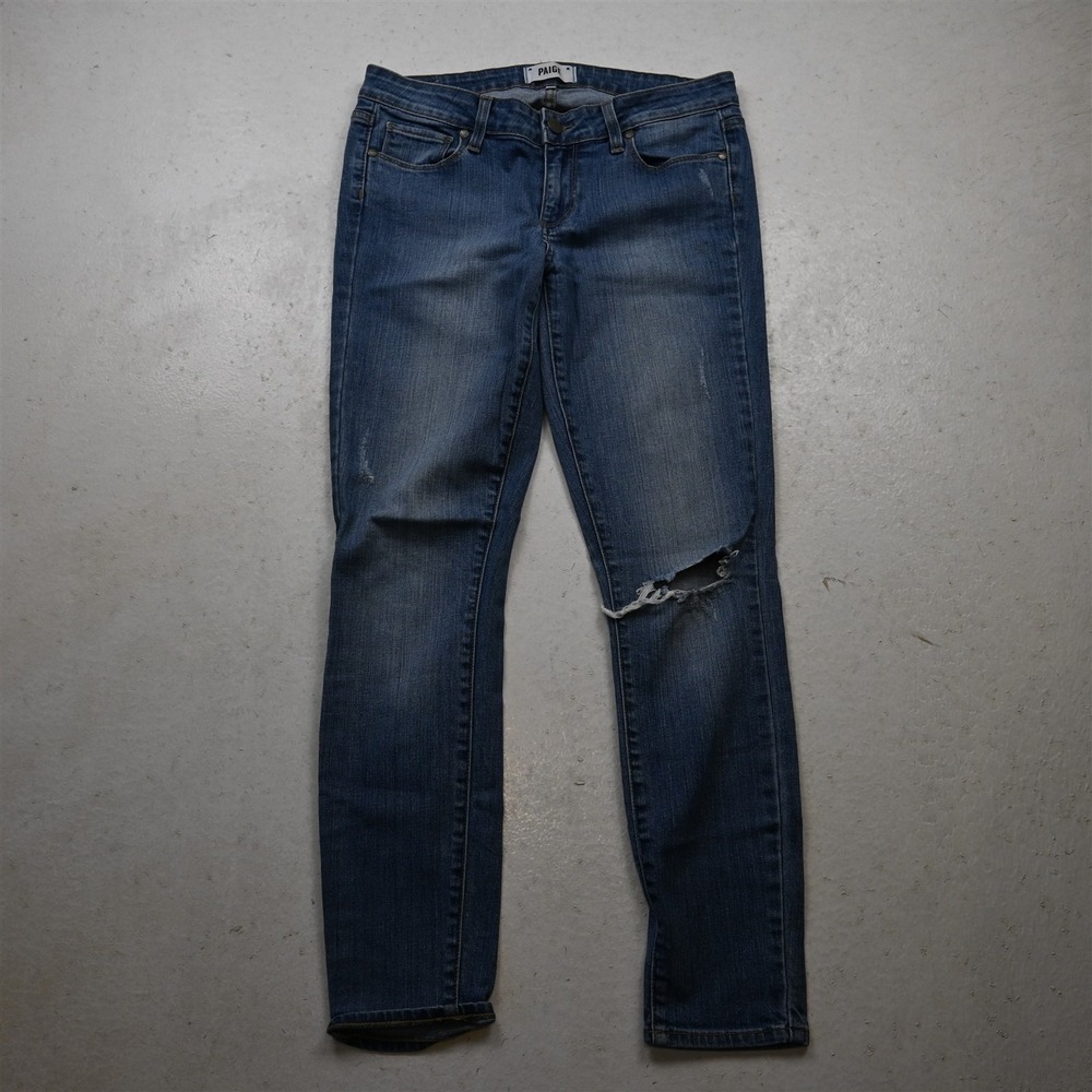 Paige 28 Verdugo Ankle Skinny Light Destroyed Stretch Denim Womens Jeans